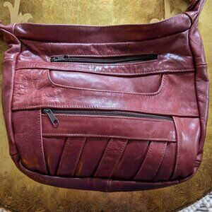 Genuine Leather Burgundy Crossbody Purse